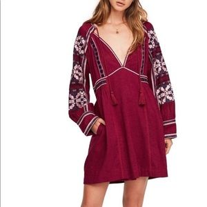 Free People All My Life Embroidered V neck Dress Size Large